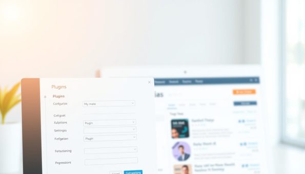 A clean, well-lit WordPress plugin installation interface with a sleek, modern design. The foreground features the plugin configuration panel with clearly labeled options and settings. The middle ground shows the plugin search and browse functionality, with thumbnails and descriptions of available plugins. The background depicts a subtle, blurred view of the WordPress admin dashboard, conveying a sense of context and integration. Soft, natural lighting from the top-left casts a warm glow across the scene, creating a professional, inviting atmosphere. The overall composition is balanced, with a focus on simplicity and intuitiveness to reflect the ease of installing and configuring a WordPress plugin. A clean, well-lit WordPress plugin installation interface with a sleek, modern design. The foreground features the plugin configuration panel with clearly labeled options and settings. The middle ground shows the plugin search and browse functionality, with thumbnails and descriptions of available plugins. The background depicts a subtle, blurred view of the WordPress admin dashboard, conveying a sense of context and integration. Soft, natural lighting from the top-left casts a warm glow across the scene, creating a professional, inviting atmosphere. The overall composition is balanced, with a focus on simplicity and intuitiveness to reflect the ease of installing and configuring a WordPress plugin.