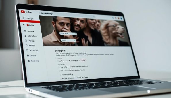 A well-lit, high-resolution image of a YouTube channel settings page, displayed on a modern laptop or desktop computer. The interface features a clear, organized layout with various configuration options and settings, such as channel customization, video upload preferences, and privacy controls. The page is presented in a clean, minimalist style with a neutral color palette, making the key elements easily readable and accessible. The overall scene conveys a sense of professionalism and attention to detail, reflecting the thoughtful setup of a YouTuber's channel. A well-lit, high-resolution image of a YouTube channel settings page, displayed on a modern laptop or desktop computer. The interface features a clear, organized layout with various configuration options and settings, such as channel customization, video upload preferences, and privacy controls. The page is presented in a clean, minimalist style with a neutral color palette, making the key elements easily readable and accessible. The overall scene conveys a sense of professionalism and attention to detail, reflecting the thoughtful setup of a YouTuber's channel.